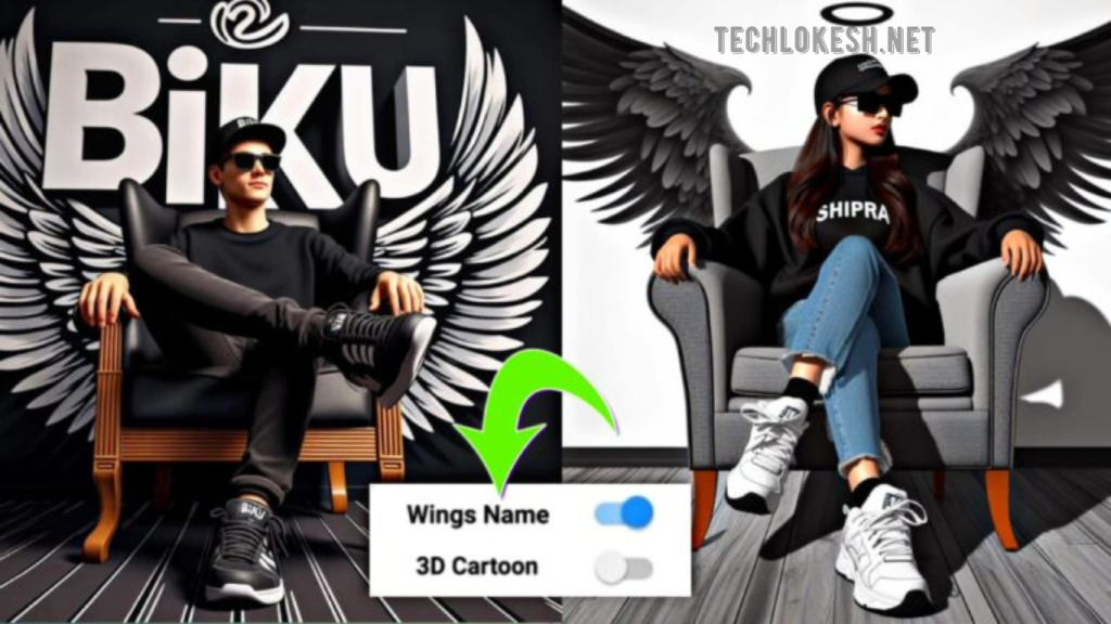 3D Wings Name Art Video Editing 2024